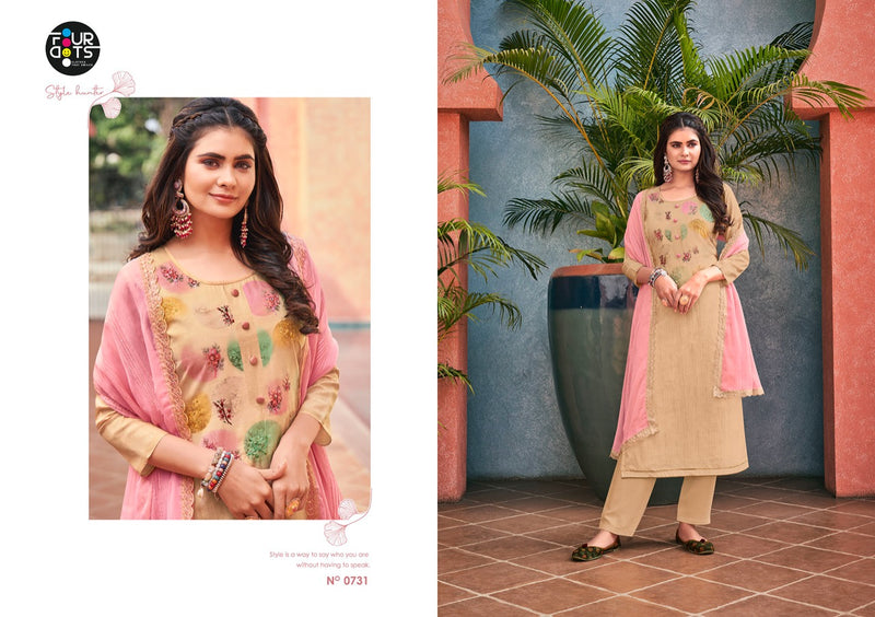 Four Dots Gungun Muslin Fancy Stylish Digital Printed Party Wear Salwar Suits