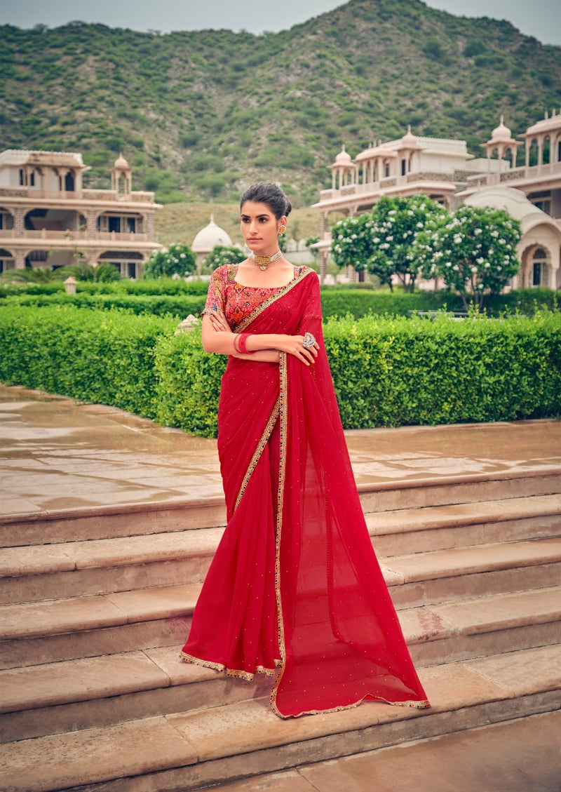 Kashvi Creation Gunjan Fancy Chiffon Party Wear Sarees