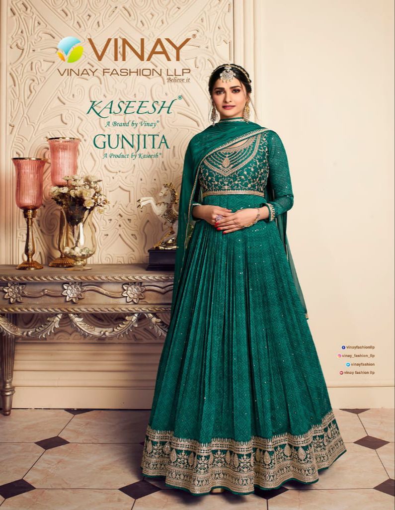 Vinay Fashion Kaseesh Gunjita Chiffon With Beautiful Work Stylish Designer Party Wear Fancy Long Gown