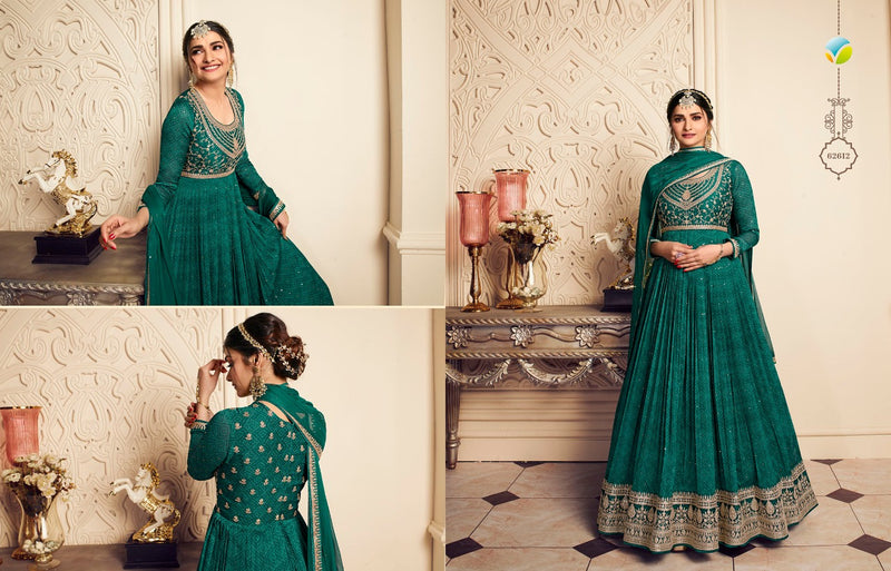 Vinay Fashion Kaseesh Gunjita Silk Chiffon Kali Sequence Embroidery Work Readymade Dress Heavy Designer Partywear Kurti