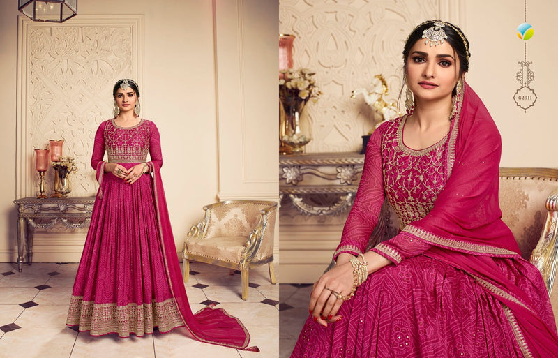 Vinay Fashion Kaseesh Gunjita Silk Chiffon Kali Sequence Embroidery Work Readymade Dress Heavy Designer Partywear Kurti