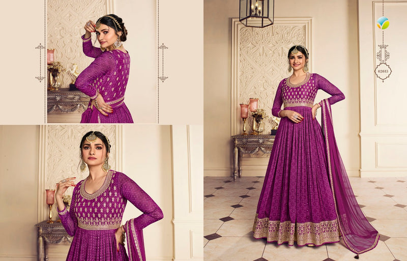 Vinay Fashion Kaseesh Gunjita Silk Chiffon Kali Sequence Embroidery Work Readymade Dress Heavy Designer Partywear Kurti