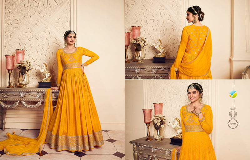 Vinay Fashion Kaseesh Gunjita Silk Chiffon Kali Sequence Embroidery Work Readymade Dress Heavy Designer Partywear Kurti