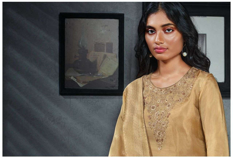 Ganga Belamour Habutai Silk With Embroidery And Hand Work  Suit