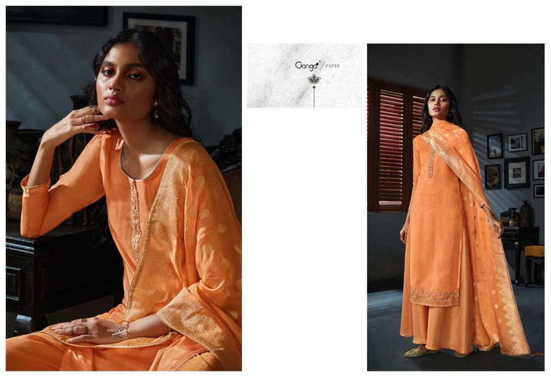 Ganga Belamour Habutai Silk With Embroidery And Hand Work  Suit