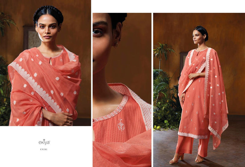 Ganga Fashion Ekiya Nuwa C 0581 Cotton Jacquard Embroidery Work Casual Wear Salwar Kameez