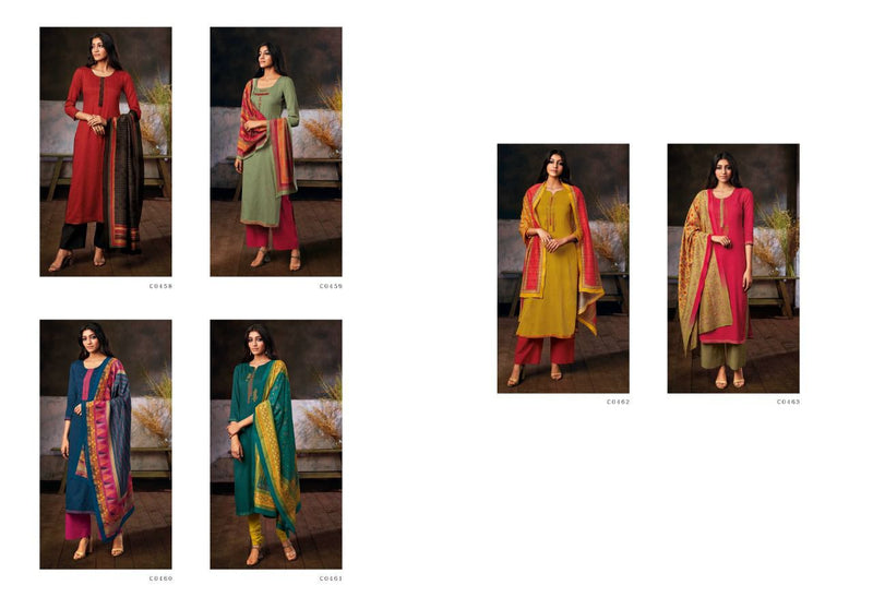 Ganga Hera Cotton Satin Printed With Embroidery Suit