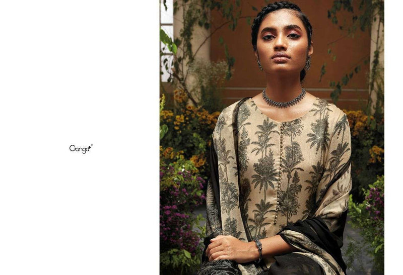 Ganga Hoor Silk Chiffon Printed With Swarovski Work Salwar Suit