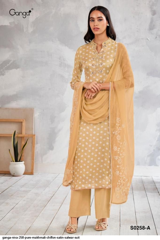 Ganga Suit Niva Pure Makhmali Chiffon With Embroidery Work Salwar Kameez