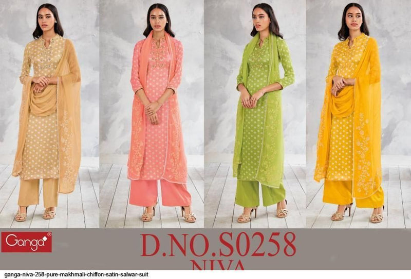 Ganga Suit Niva Pure Makhmali Chiffon With Embroidery Work Salwar Kameez