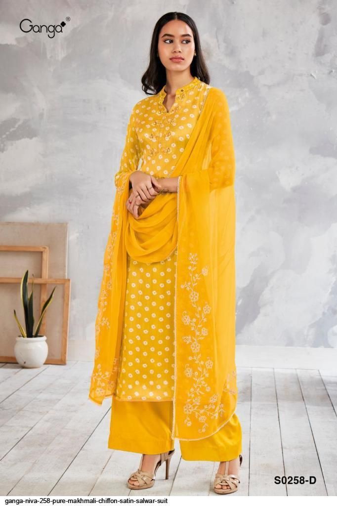 Ganga Suit Niva Pure Makhmali Chiffon With Embroidery Work Salwar Kameez
