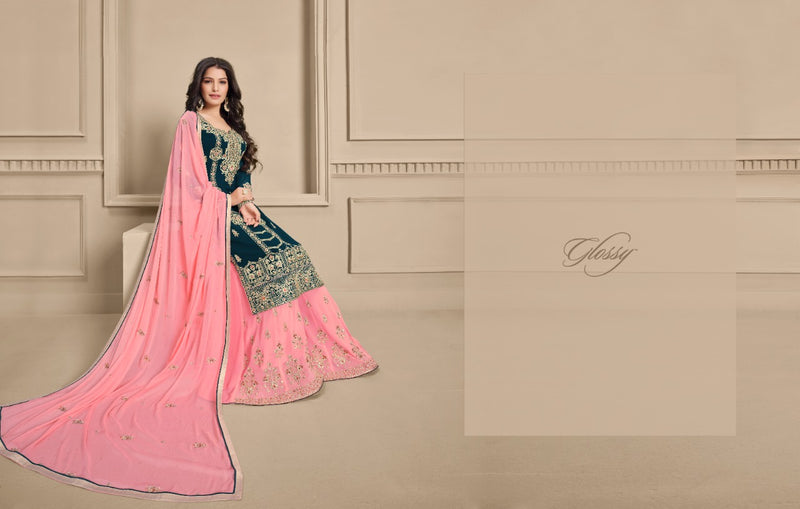 Glossy Ehsaas Georgette Heavy Embroidered Work Partywear Salwar Suit