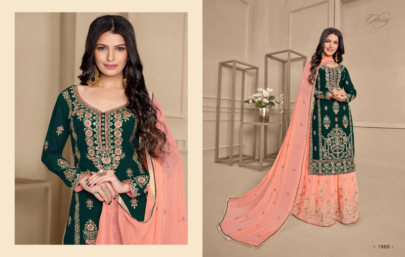 Glossy Ehsaas Georgette Heavy Embroidered Work Partywear Salwar Suit
