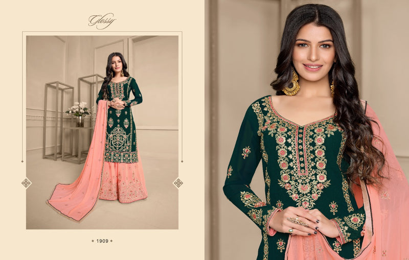 Glossy Ehsaas Georgette Heavy Embroidered Work Partywear Salwar Suit