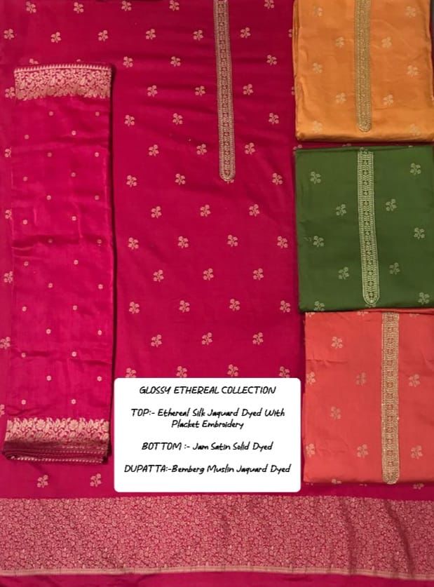 Glossy Etherial Collection Silk Jacquard Partywear Designer Wear Salwar Suit