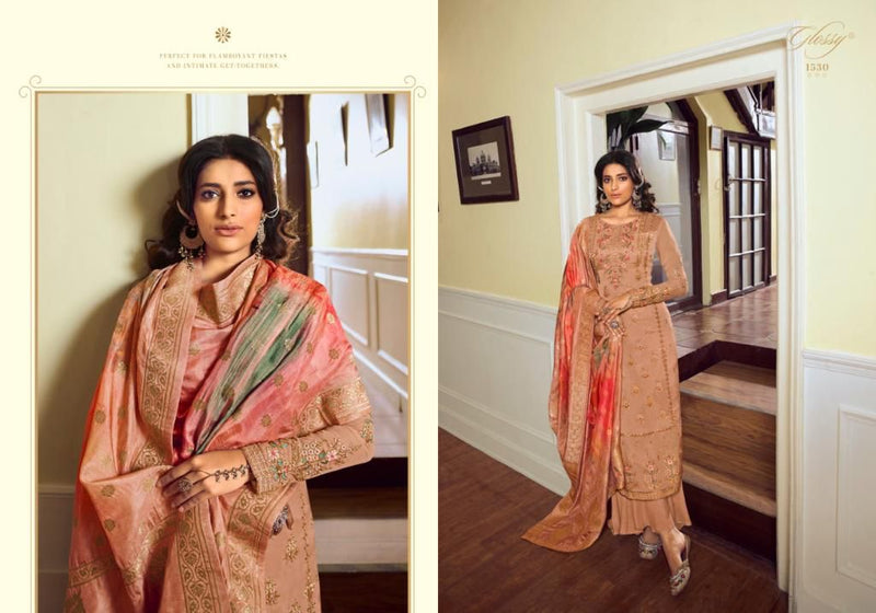 Glossy Rangoon Satin Georgette Embroiderd Swarovski Work Salwar Kameez