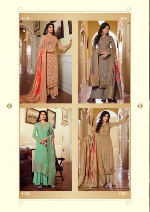 Glossy Rangoon Satin Georgette Embroiderd Swarovski Work Salwar Kameez