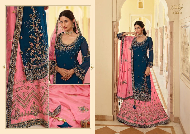 Glossy Rubaab Pure Chinon Fancy Partywear Designer Salwar Kameez