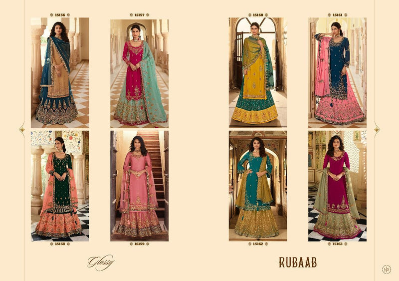 Glossy Rubaab Pure Chinon Fancy Partywear Designer Salwar Kameez