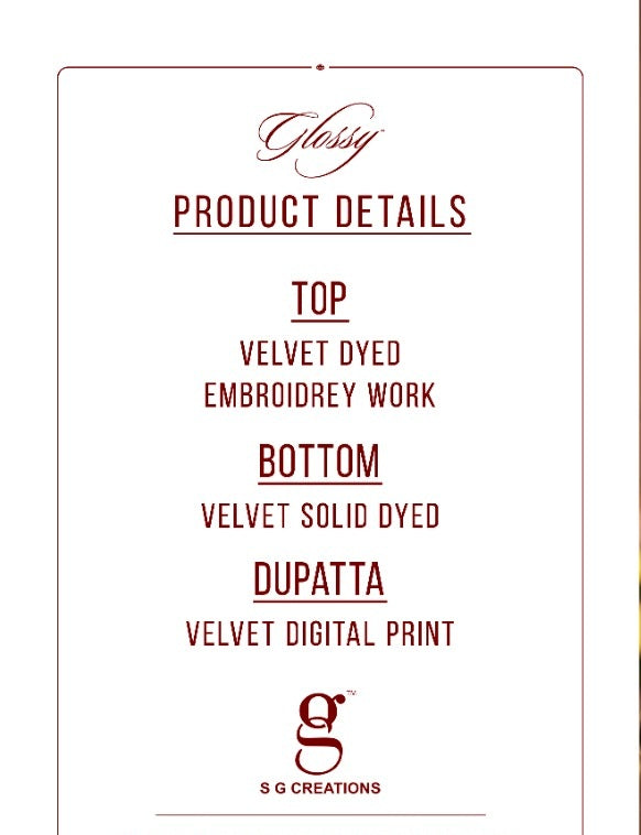 Glossy Shalimar Velvet Dyed With Embroidery Work Salwar Suit
