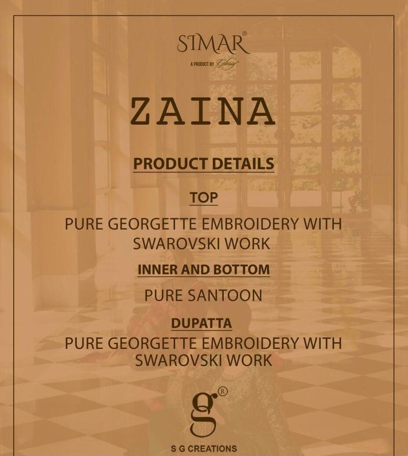 Glossy Zaina Georgette Embroidery With Swarovski Work Salwar Suit