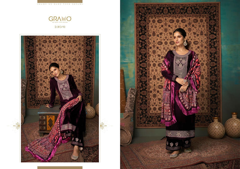 Gramo Velvet Vol 1 Pure Velvet With Inner Stich With Additional Touch Salwar Suit