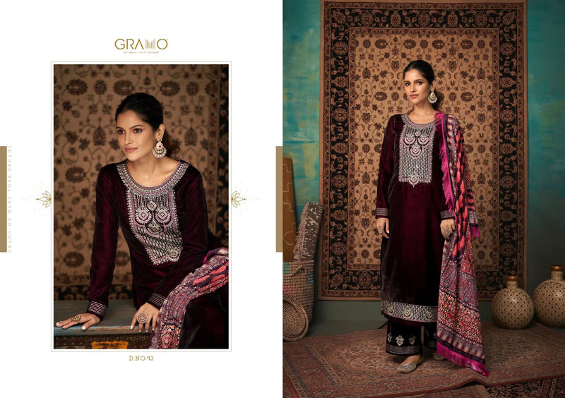 Gramo Velvet Vol 1 Pure Velvet With Inner Stich With Additional Touch Salwar Suit
