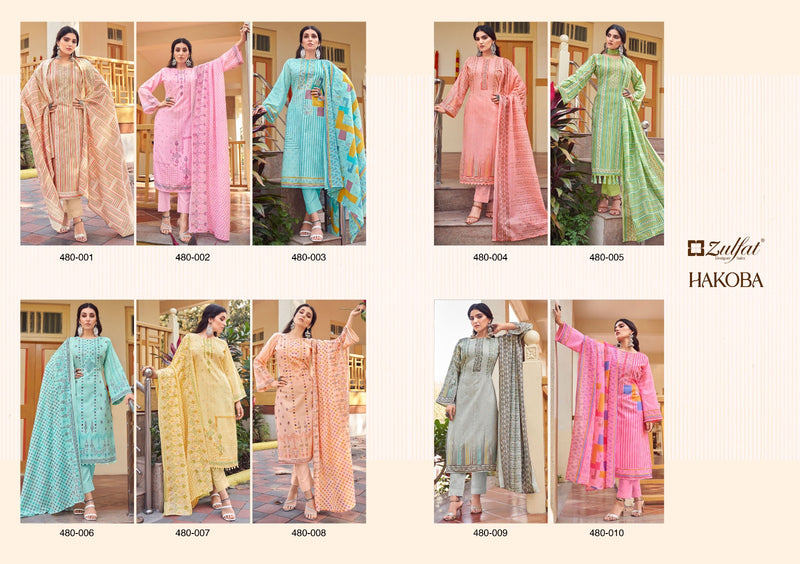 Zulfat Designer Suits Hakoba Pure Cotton Exclusive Designer Printed Casual Wear Salwar Kameez
