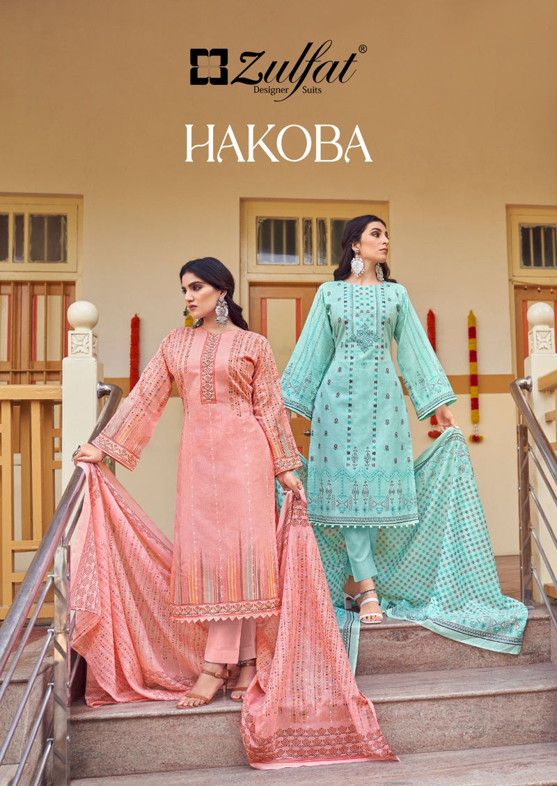 Zulfat Designer Suits Hakoba Pure Cotton Exclusive Designer Printed Casual Wear Salwar Kameez