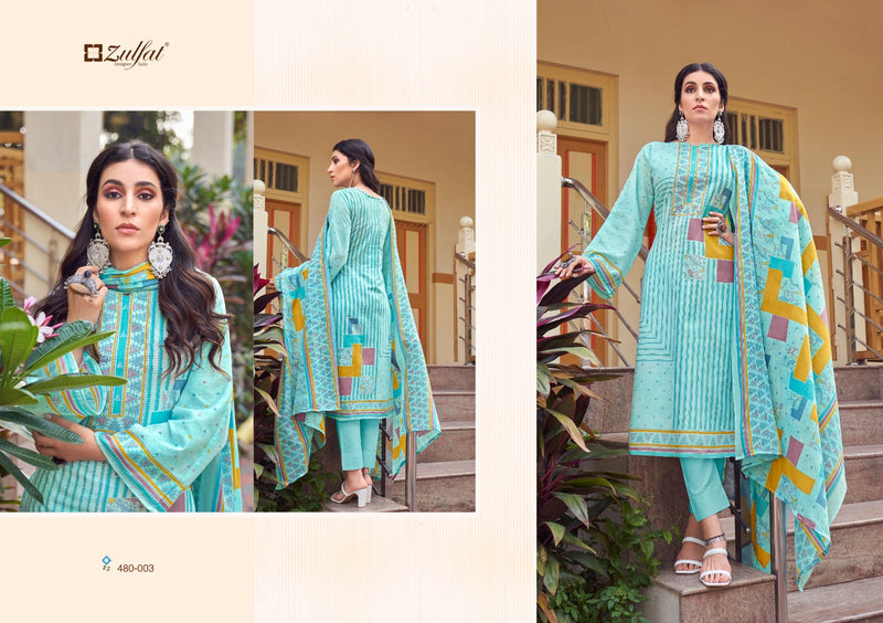 Zulfat Designer Suits Hakoba Pure Cotton Exclusive Designer Printed Casual Wear Salwar Kameez