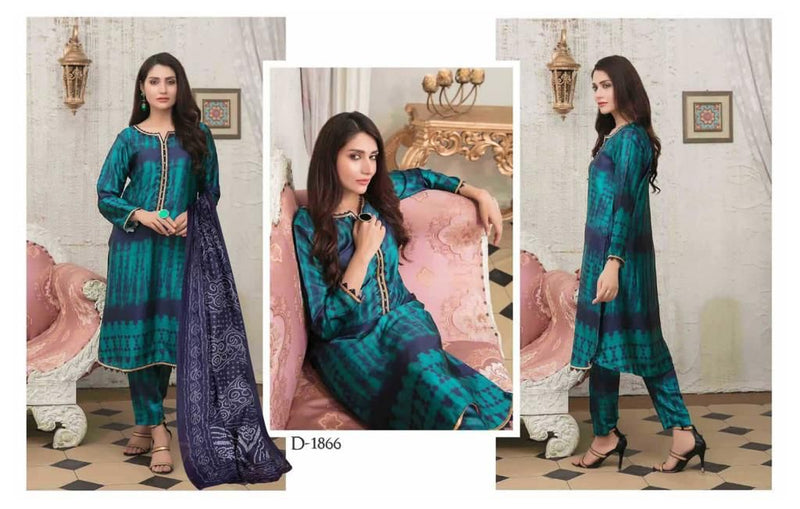Hala Tie And Dye Pure Cotton With Karachi Printed Work Stylish Designer Pakistani Salwar Kameez