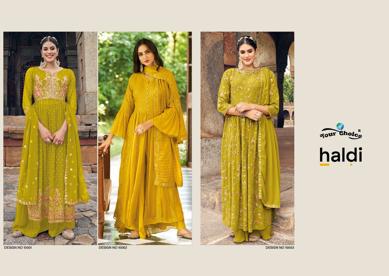 Your Choice Haldi Georgette With Beautiful Work Stylish Designer Festive Wear Long Salwar Kameez