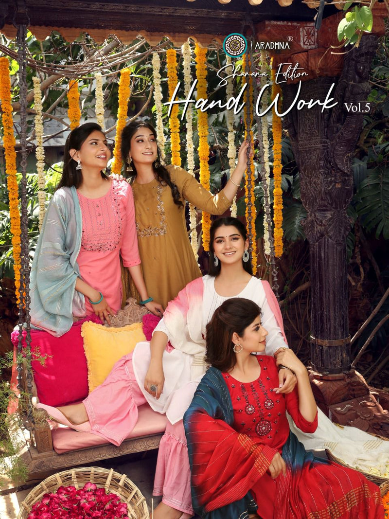 Aradhna Hand Work Vol 5 Silk Cotton With Heavy Beautiful Work Stylish Designer  Fancy Sharara Look