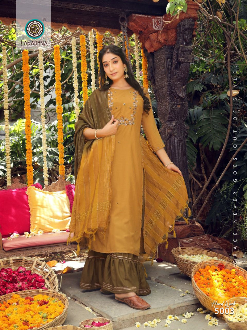 Aradhna Hand Work Vol 5 Silk Cotton With Heavy Beautiful Work Stylish Designer  Fancy Sharara Look