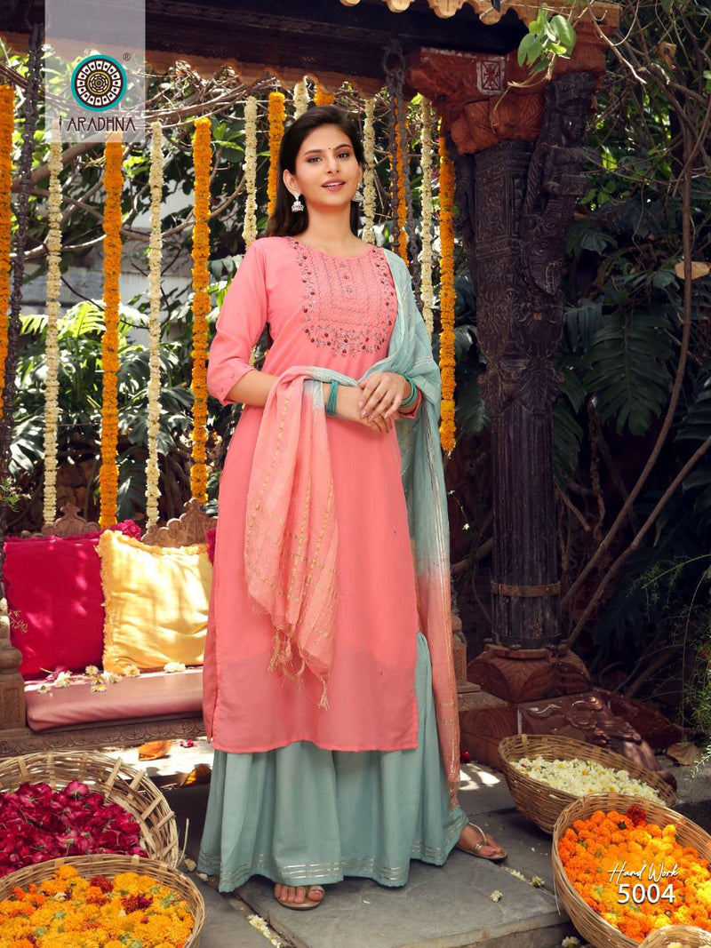 Aradhna Hand Work Vol 5 Silk Cotton With Heavy Beautiful Work Stylish Designer  Fancy Sharara Look