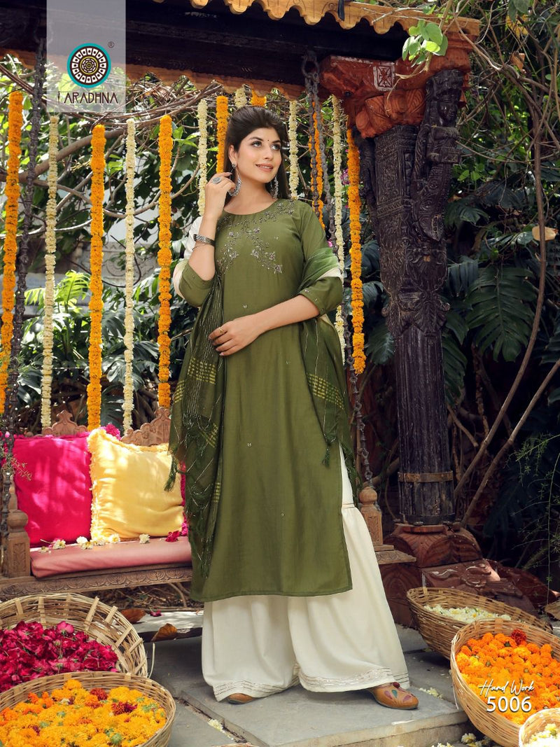 Aradhna Hand Work Vol 5 Silk Cotton With Heavy Beautiful Work Stylish Designer  Fancy Sharara Look
