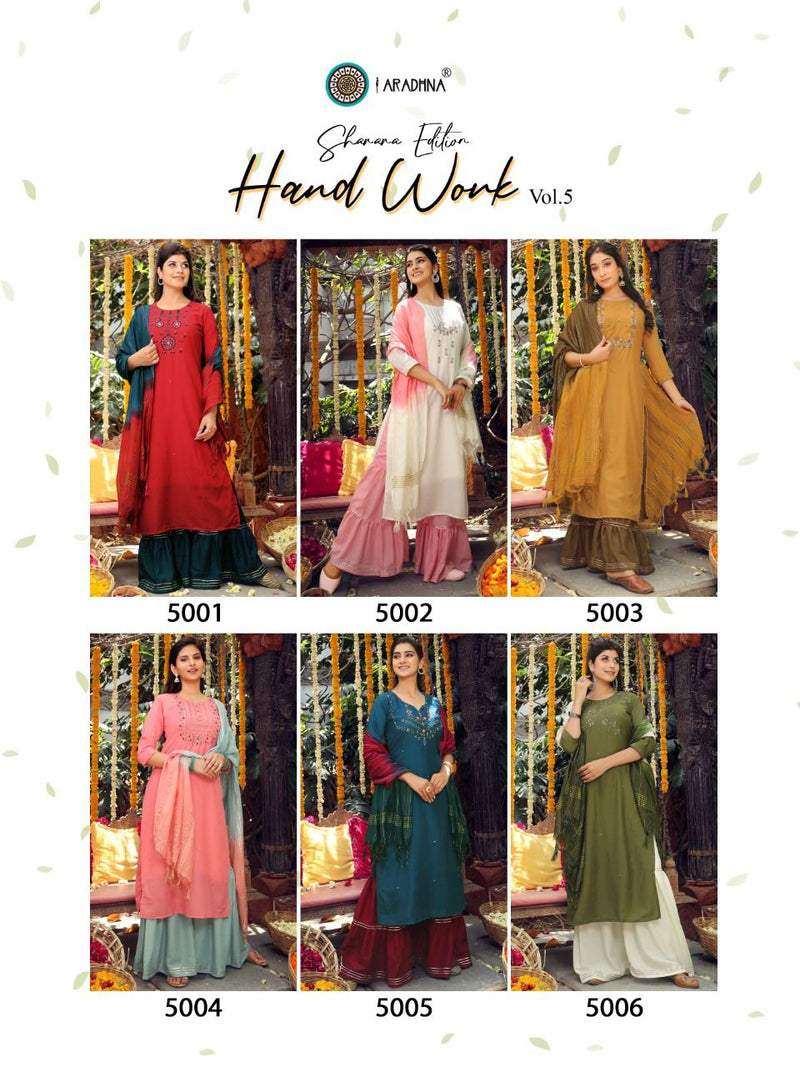 Aradhna Hand Work Vol 5 Silk Cotton With Heavy Beautiful Work Stylish Designer  Fancy Sharara Look
