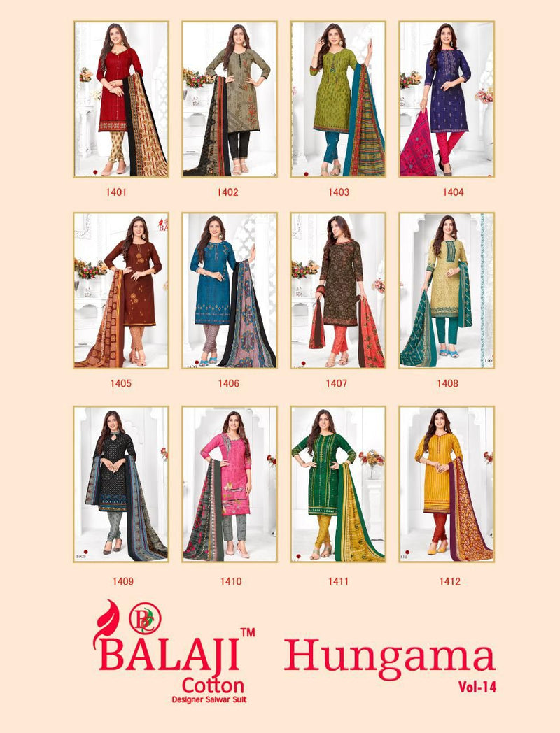 Balaji Hangama Vol 14 Pure Cotton With Printed Work Stylish Designer Casual Look Salwar Suit