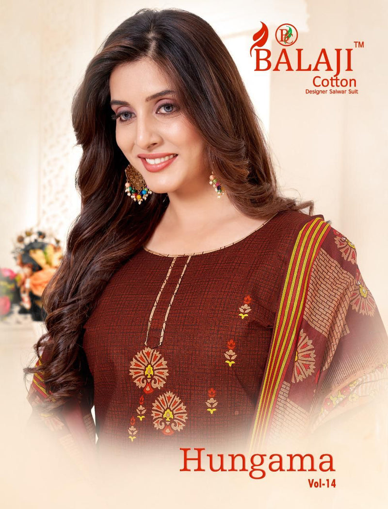 Balaji Hangama Vol 14 Pure Cotton With Printed Work Stylish Designer Casual Look Salwar Suit