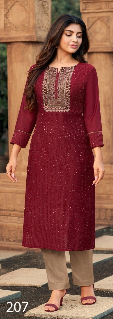 Hariyaali Kaveri Soft Silk Viscose Fancy Party Wear Kurtis