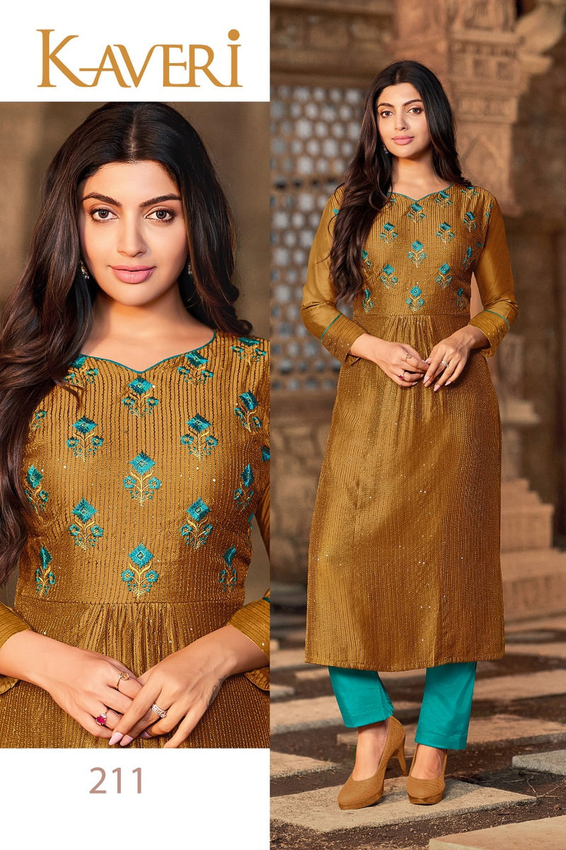 Hariyaali Kaveri Soft Silk Viscose Fancy Party Wear Kurtis
