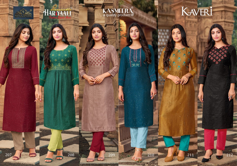 Hariyaali Kaveri Soft Silk Viscose Fancy Party Wear Kurtis