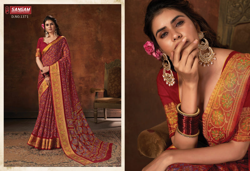 Sangam Print Harshita Cotton Printed Stylish Party Wear Sarees