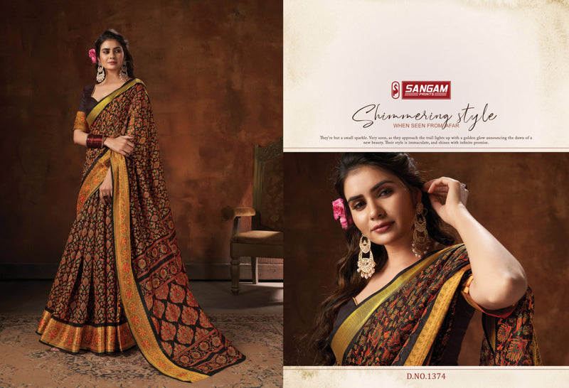 Sangam Print Harshita Cotton Printed Stylish Party Wear Sarees