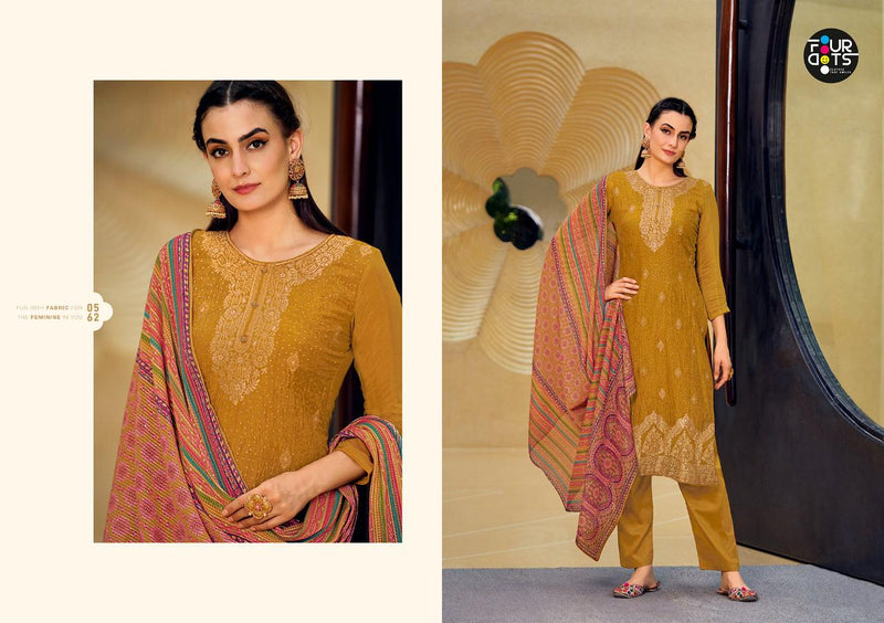 Four Dots Hasrat Viscose Muslin Party Wear Salwar Suits With Embroidery & Sequins Work