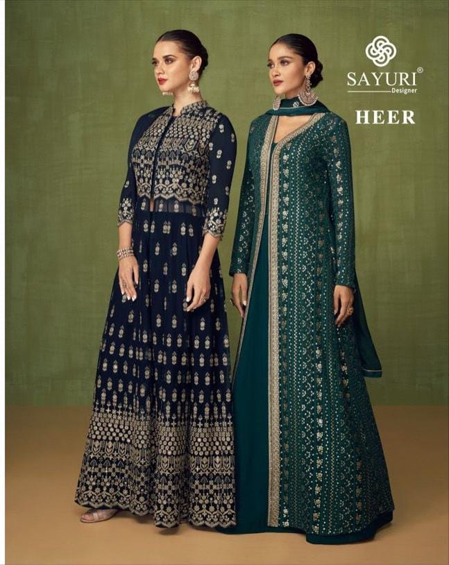 Sayuri Heer Georgette With Heavy Embroidery Work Stylish Designer Wedding Wear Long Kurti