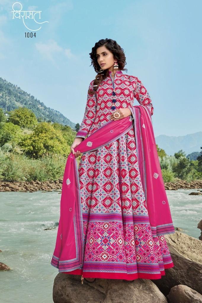 Virasat Heer Readymade Silk Long Gown Style Designer Wedding Wear  Suits