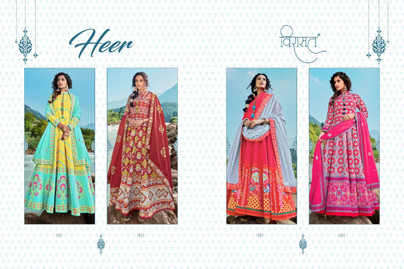 Virasat Heer Readymade Silk Long Gown Style Designer Wedding Wear  Suits