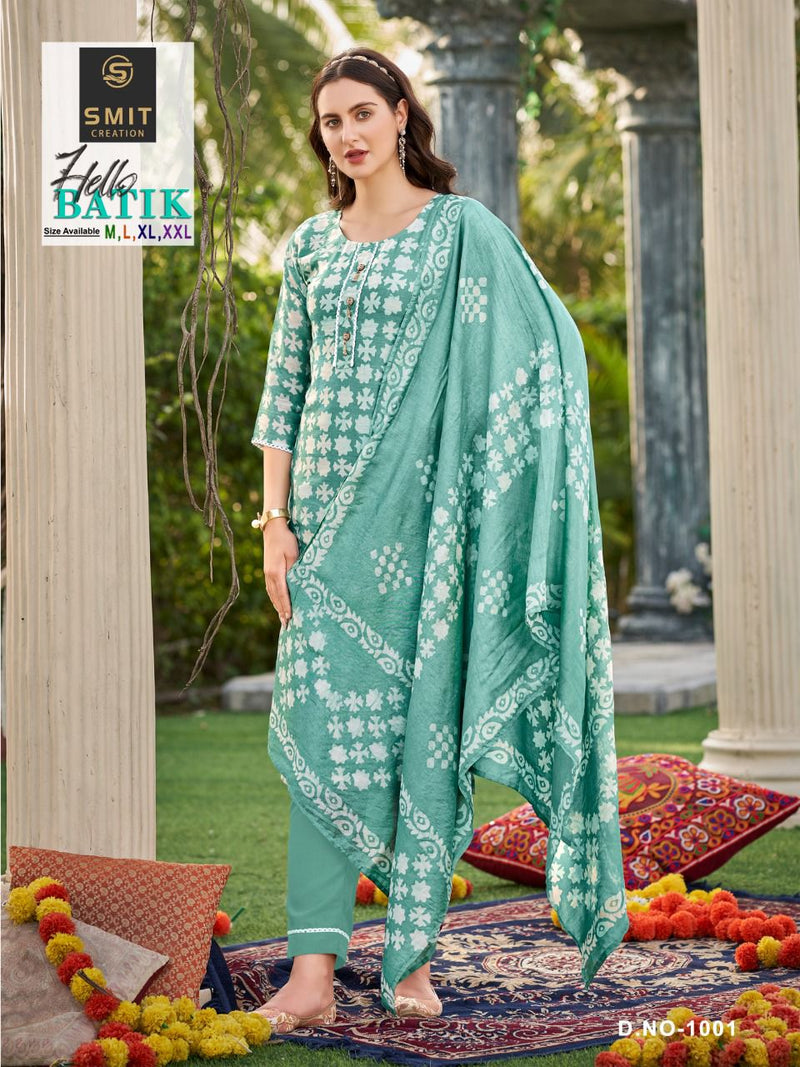 Poonam Designs Hello Batik Chanderi With Printed Work Stylish Designer Casual Look Kurti