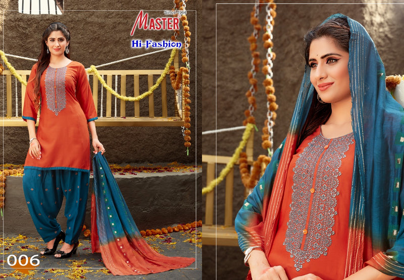 Master Hi Fashion Rayon Patiyala Style Festive Wear Ready Made Salwar Suits